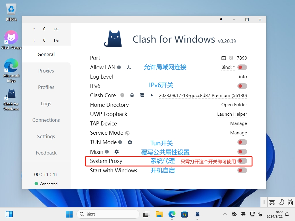 Clash for Windows 软件界面